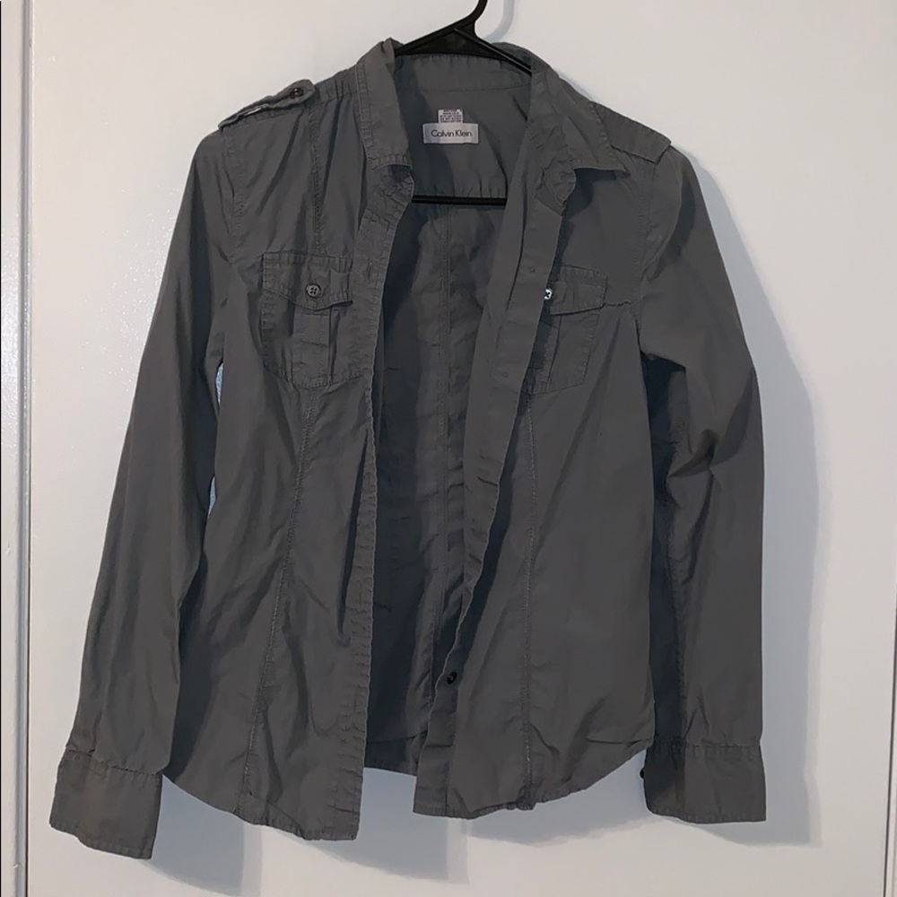 Calvin Klein gray button up